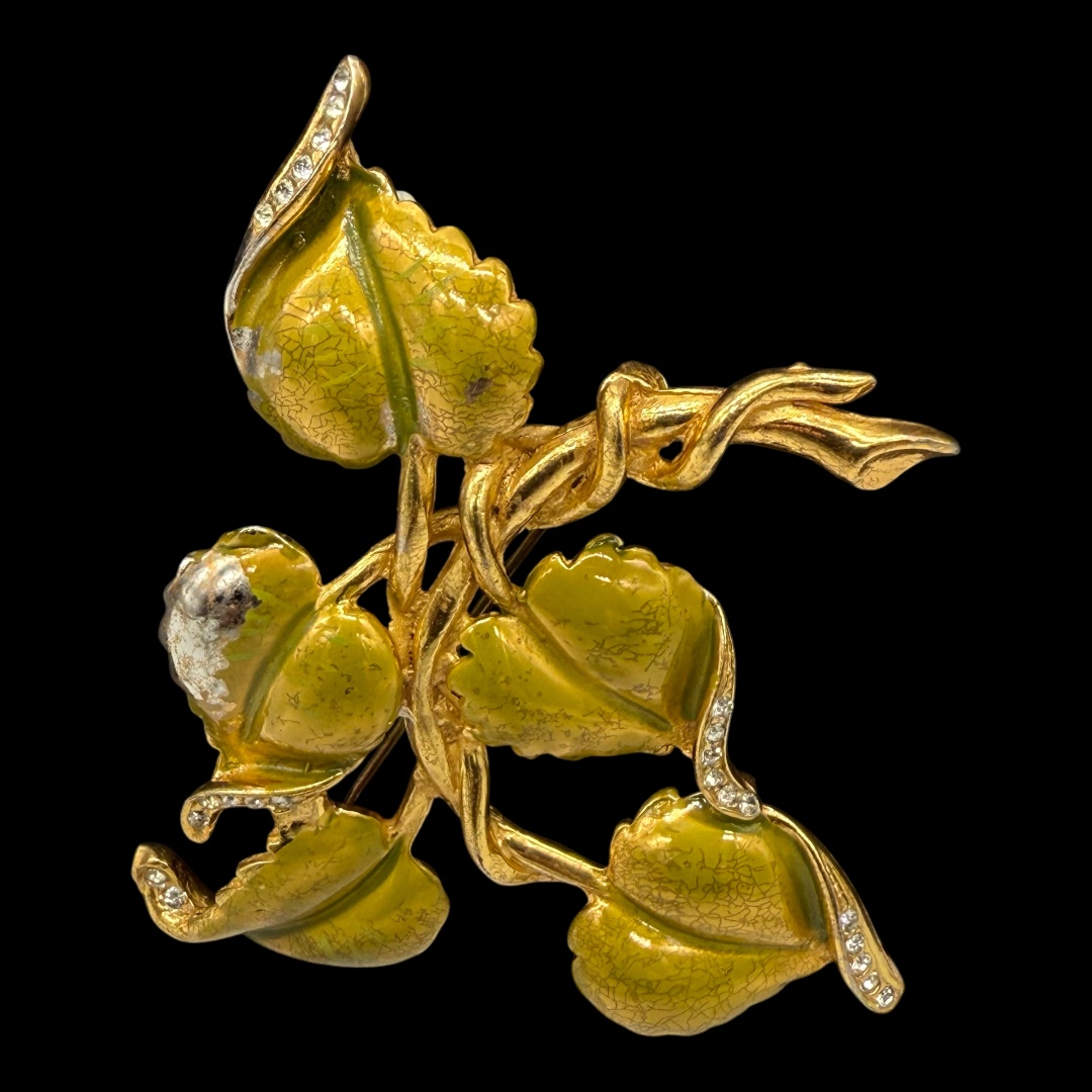 DeRosa enameled vine brooch.